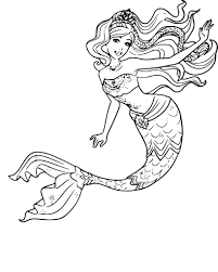Download or print this amazing coloring page: Barbie Mermaid Coloring Pages Free Coloring Library