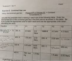 When immersed in boiling liquid chlorine, the volume of the hydrogen at the same pressure is. Solved Gases Worksheet 9 Rev 9 Exercise E Combined Gas L Chegg Com