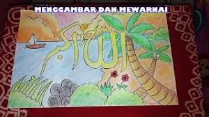 Download now kaligrafi allahu akbar anak sd nusagates. Cara Menggambar Mewarnai Lafadz Allahu Akbar Dengan Pemandangan Pantai Youtube