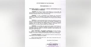The address comes after a meeting of the national coronavirus command council, the president's coordinating council and cabinet. Palace Declares June 15 Special Non Working Holiday In Pampanga Philippine News Agency