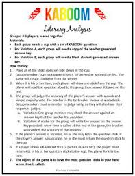Literary Analysis Kaboom Critical Thinking Game For Fiction And Nonfiction Prose Rhetorical Analysis Literary Analysis Rhetoric