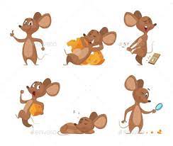 Various Characters Of Mice In Action Poses Mouse Illustration Action Poses Animal Action