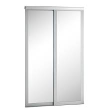 Pinecroft 48 In X 80 In Mirror Urban Silver Frame Aluminum Sliding Door Aluminium Sliding Doors Sliding Doors Sliding Closet Doors