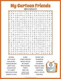 Free Printable Cartoon Characters Word Search Puzzle Character Words Kids Word Search Puzzles For Kids