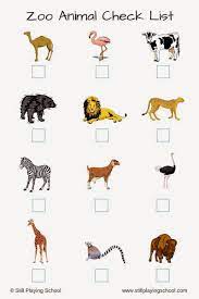 Zoo Animal Check List For Kids Zoo Animals Zoo Scavenger Hunts Kids Zoo