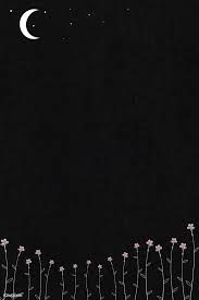 Download Premium Vector Of Blooming Flowers And The Moon Mockup Vector Dark Wallpaper Space Phone Wallpaper Pretty Wallpaper Iphone
