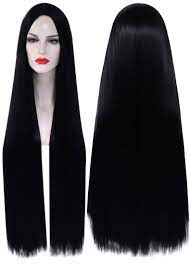 Long natural wavy medium blonde hair synthetic wigs with bangs for women ladies. Amazon Com Mildiso Black Wigs For Addams Costume Cosplay 40 Long Straight Natural Looking Wig 100cm Extra Long Hair Wig For Addams Family Costume Party Halloween M086 Beauty