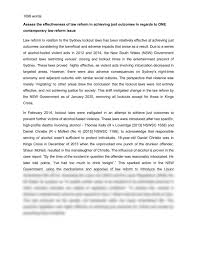 The one punch provision means that men who kill women in this way may receive more lenient penalties than they would have previously, because of the existence of the lesser charge. Assess The Effectiveness Of Law Reform In Achieving Just Outcomes In Regards To One Contemporary Law Reform Issue Legal Studies Year 11 Hsc Thinkswap
