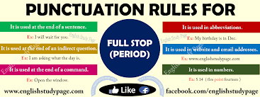 A question mark is used for questions, and an exclamation point concludes the exclamatory sentences. Punctuation Rules For Full Stop Or Period Or Point English Study Page