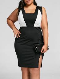 Black And White Color Block Dress Plus Size Plus Size Black And White Color Block Sleeveless Cocktail Dress Black Stylish Cocktail Dress In Black And White Is A Bodycon Dre Dresses To Wear To A Wedding