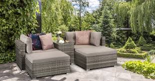 Constructed from wood frames covered with woven rattan wicker. Rattan Modular Sofa Set Stacking Grey Harper Homeflair