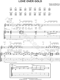 Dire Straits Love Over Gold Guitar Tab In F Major Download Print Sku Mn0088335