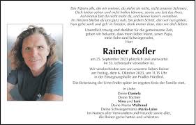 Traueranzeige von Rainer Kofler vom 25.09.2023