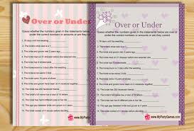 Bride and groom trivia bridal shower game. Over Or Under Bridal Shower Game Printables