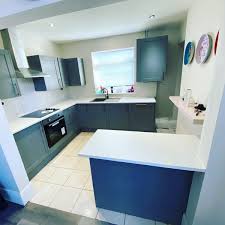 Slate grey kitchen with white worktops liverpool. Rapid Kitchens Home Facebook
