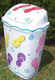 Cute Idea To Decorate Trash Can Don T Know If I Would Use Flip Flops Painted Trash Cans Decorating Flip Flops Flip Flop Craft