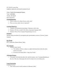 Road traffic safety more broadly includes roadway design. Nc Teach Lesson Plan North Carolina Six Point Lesson Plan Lab Safety