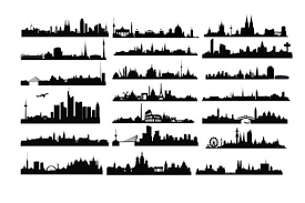 Download Europe City Skyline Svg Dxf Png Eps Graphic By Retrowalldecor Creative Fabrica In 2020 Skyline City Skyline Silhouette Clip Art SVG Cut Files