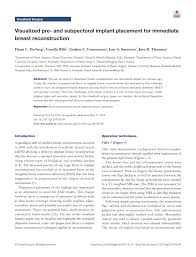 Pdf Visualized Pre And Subpectoral Implant Placement For Immediate Breast Reconstruction