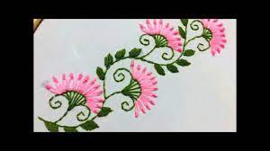 Hand Embroidery Designs L Beautiful Embroidered Border Line Designs L Diy Saree Border Designs Youtube Hand Embroidery Designs Hand Embroidery Border Design