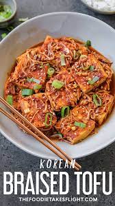 Korean Spicy Braised Tofu Recipe Tofu Braised Easy Asian Recipes