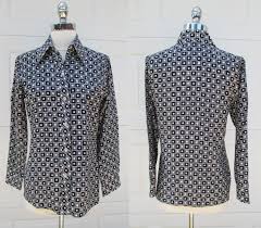 Black And White Squares Shirt Black And White Squares Dots Long Sleeve Disco Shirt Koret Etsy Disco Shirt Disco Fashion Big Collar