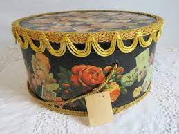 Vintage Decoupaged Hat Box Paper And Cardboard Victorian Etsy Decoupage Paper Vintage Decoupage Paper Etsy Vintage