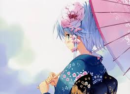 Sea rain girls graphy sand anime umbrellas ocean tropical island model girl. Hd Wallpaper Blue Haired Female Anime Character Wearing Pink Umbrella Girl Wallpaper Flare