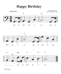 Another way is to learn songs easy bass guitar songs with notes in form of sheet music or by using bass tablature. Happy Birthday Beginner Bass Clef Sheet Music With Chords And Lyrics