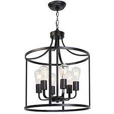 Vinluz Classic Chandeliers 6 Lights Foyer Pendant Light Black Rustic Farmhouse Lighting Modern Ceiling Light Fixtures Modern Ceiling Light Black Pendant Light