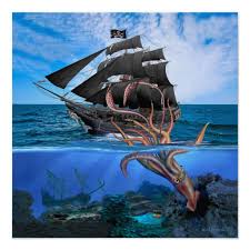Giant Squid Attacking Ship, 1833 Stock Photo - Alamy