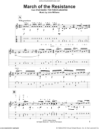 Williams March Of The Resistance Sheet Music Intermediate For Guitar Solo