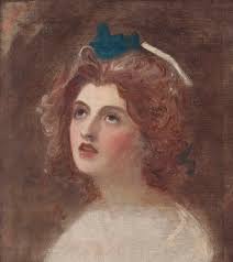 James Northcote (Plymouth 1746 -1831), Portrait of Harriet Bailey Foster,  later Mrs Charles Kennett (c.1784-1851), as a child, full-length, in a  white dress and bonnet, holding a basket and a chick, in