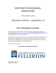 Postingan ini digunakan biar lebih mudah untuk mencari ebook apa. Schedule 2016 Western Psychological Association