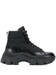 Black Boots White Sole Prada Leather Ankle Boots In Black Featuring Logo In 002 Nero Modesens Boots Leather Ankle Boots Chunky Black Boots