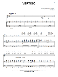 Vertigo Sheet Music U2 Piano Vocal Guitar Right Hand Melody