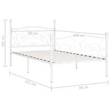 Das bett ist massiv und besteht aus verschiedenen materialien, nämlich: Vidaxl Bettgestell Mit Lattenrost Weiss Metall 90 X 200 Cm Gitoparts