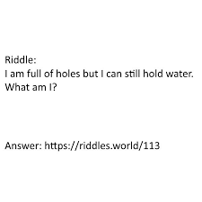 I Am Full Of Holes But I Can Still Hold Water What Am I Hold On I Can Be Still