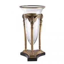 Extra large antique brass crystal hurricane pillar candle holder 19h. Casa Padrino Antique Style Luxury Baroque Flower Vase Vintage Brass Candle Holder Hotel Decoration Flower Vase Stand Vase
