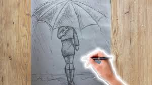 تعلم الرسم بالرصاص للمبتدئين جدا بالخطوات رسم بنت تحمل مظلة تحت المطر رسم سهل جدا abstract artwork artwork abstract