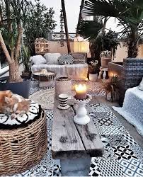 Black And White Deck Decor Braunt Lanai Naturweide Schwarzweiss Und Lanai Black White And Natural Wi Black Braunt Lanai In 2020 Boho Patio Trending Decor Cheap Backyard Makeover Ideas