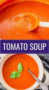 This Homemade Tomato Soup Is Hearty And Creamy Without Using Cream It Uses Canned Tomatoes Roasted Red Pepper Stuffed Peppers Recipes Tomato Soup Homemade