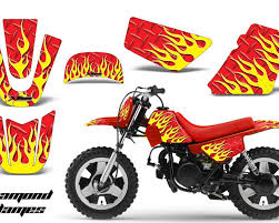 Both are great motorcycles for youngsters. Amr Racing Dirt Bike Graphics Kit Mx Decal Wrap For Yamaha Pw50 Pw 50 1990 2019 Diamond Flames Yellow Red Mx Yam Pw50 90 19 Df Y R