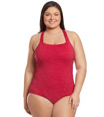 Penbrooke Krinkle Plus Size Chlorine Resistant One Piece Active Back Swimsuit