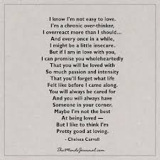 I Know I Am Not Easy To Love