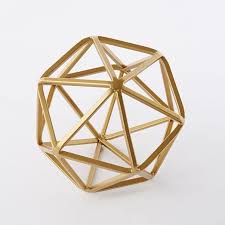 Symmetry Object Small Octahedron Gold Decorative Accessories Decorative Objects Objects