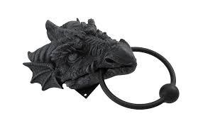 Buy gifts & decor majestic red dragon sword in stone figurine display: Resin Ancient Medieval Fantasy Horned Dragon Head Door Knocker Home Decor 9 25 H