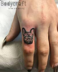 Delicate tattoos fuse the graceful beauty of nature with structured geometry. Bodycraft Studios Nottingham French Bulldog Finger Artist Tom Instagram