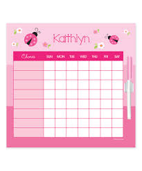 Spark Spark Sweet Pink Lady Bug Dry Erase Personalized Chore Chart