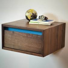 Floating Walnut Side Table Or Night Stand With Aqua Blue Accent Side Table Walnut Side Tables Nightstand